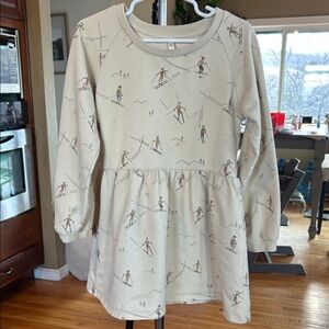 Kids Beige Ski Print Dress